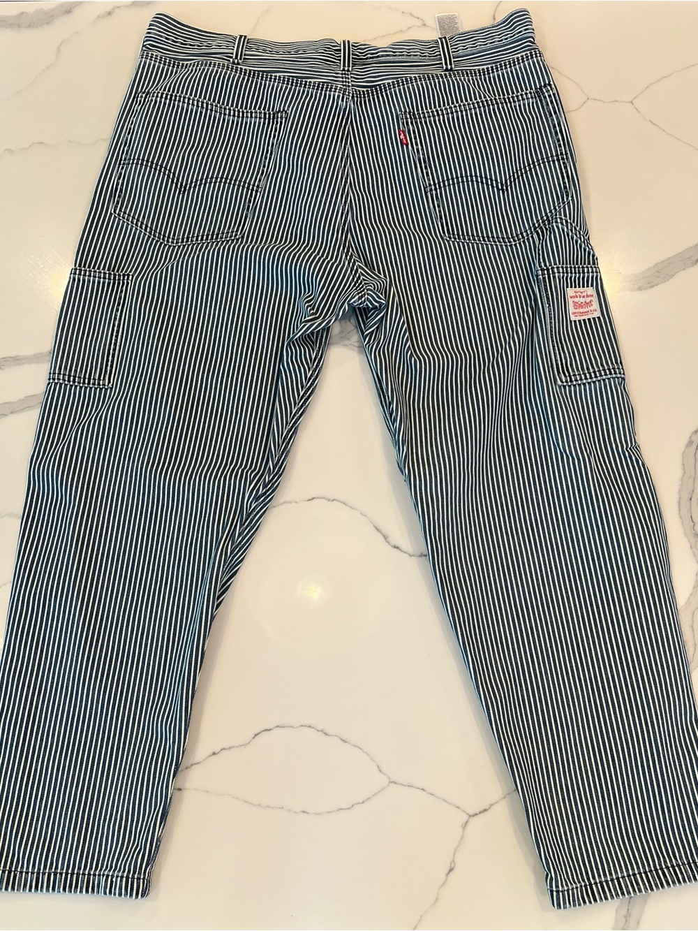 Levi's Navy and White Striped Work Relaxed Jeans - Picture 11 of 12